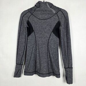 Lululemon 1/4 Zip Stretch Activewear Running Womens Size 2 Gray Pullover Hoodie